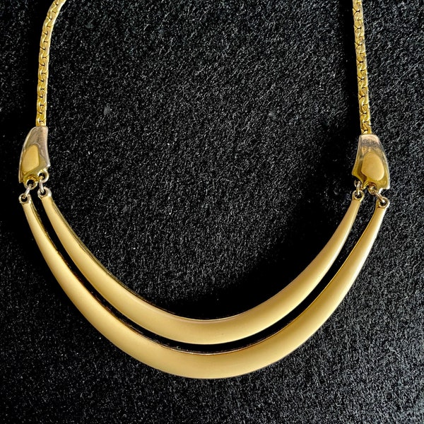 Pauline Rader Vintage Necklace with 2 Rows of Bone Colored Accents.