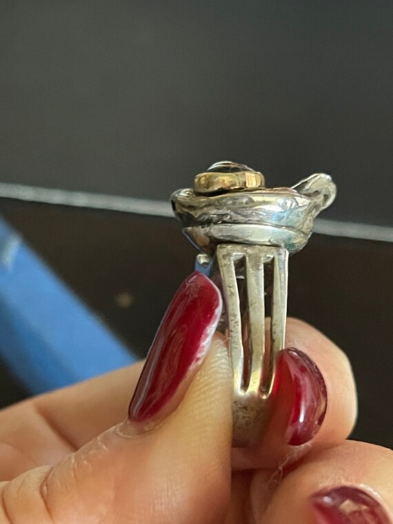 Artistic  Antiqued Sterling Silver Pedestal Ring … - image 3