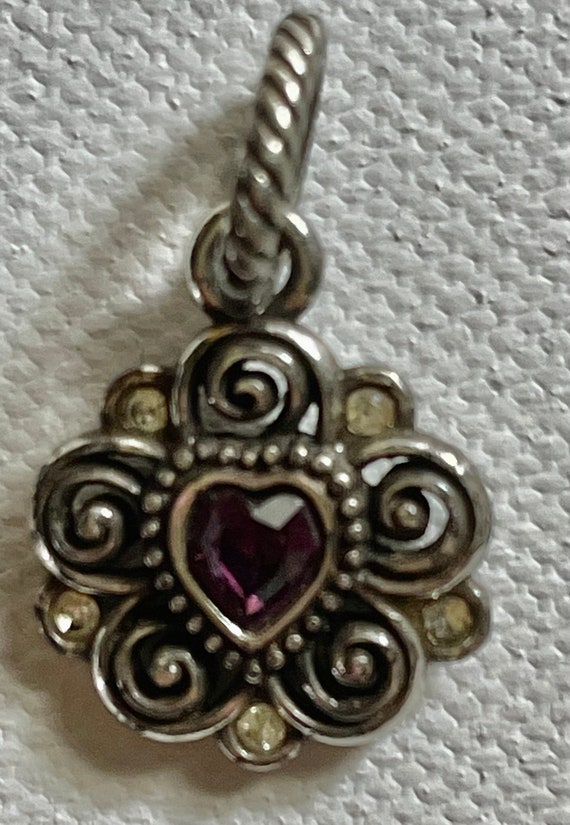 Pre Loved Brighton Amethyst Heart Charm , 2 sided