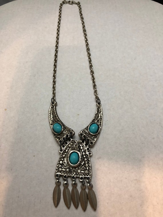 Silver tone and Turquoise Necklace
