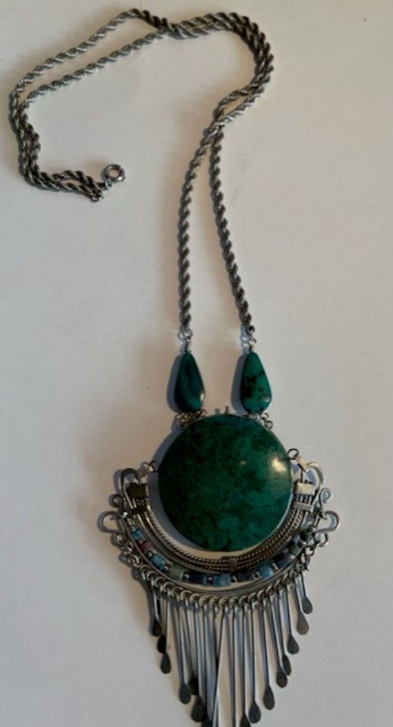 Malachite and Silver, Exotic necklace