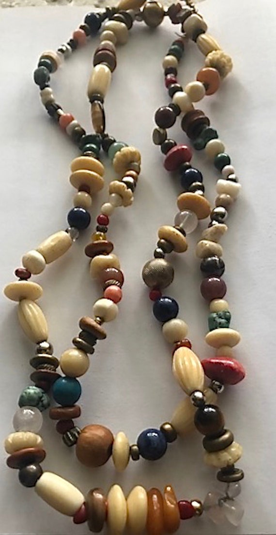 Vintage  Multi Semi Precious Beaded Necklace