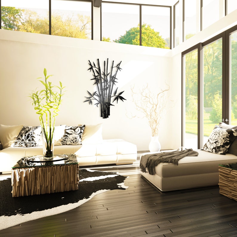 Bamboo Metal Wall Art Botanical Wall Decor Bamboo Wall Etsy