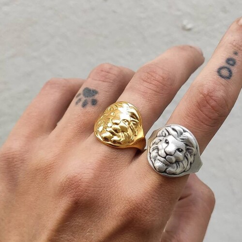 Gold Lion Ring Leo Ring Silver Lion Ring Signet Ring Lion - Etsy Gold Lion Ring Leo Ring Silver Lion Ring Signet Ring Lion - Etsy