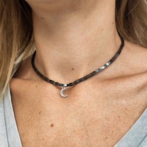 Gold  moon necklace, Silver moon necklace, Moon phase necklace, Celestial jewelry, Moon phase jewelry, Long moon choker necklace