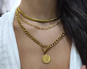 Phaistos disc necklace Ancient greek jewelry Chunky gold necklace Greek mythology  Greek jewellery gold disc necklace Greek necklace