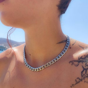 Stainless steel Bold Curb Chain, Silver chunky chain Necklace, Thick silver chain necklace, Silver curb chunky chain choker