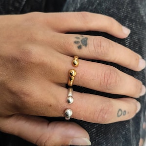 Gold Minimalist ring Open Bar Ring stacking ring Dainty ring Boho ring Thumb silver ring Simple ring Gold ring Adjustable ring  Thin ring