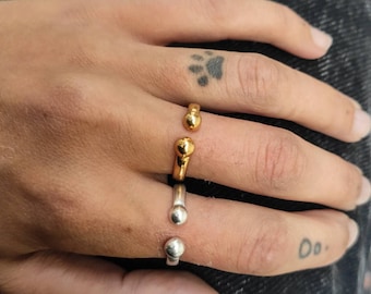 Gold Minimalist ring Open Bar Ring stacking ring Dainty ring Boho ring Thumb silver ring Simple ring Gold ring Adjustable ring  Thin ring