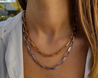 Gold Chain Necklace, Silver Chain Chunky Necklace, Chain Choker Silver Necklace, Gold Choker Necklace, Gift for Women, Dainty Necklace