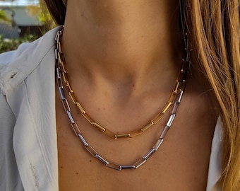 Gold Chain Necklace, Silver Chain Chunky Necklace, Chain Choker Silver Necklace, Gold Choker Necklace, Gift for Women, Dainty Necklace