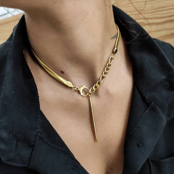 Gold chain necklaces for women, Layered Statement Necklace, chunky gold necklace, Gift for Her, Silver choker necklace, Best friend gifts