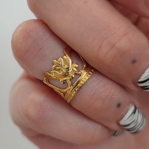Flower midi ring, Brass ring, Minimal Gold ring, Vintage knuckle ring, Dainty silver ring, Rings for women
