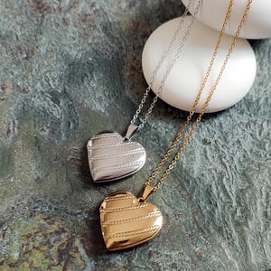 valentines day Gold Heart Locket Necklace, Personalized Gift,Silver locket pendant, Memorial gift, Personalized Locket, Photo locket