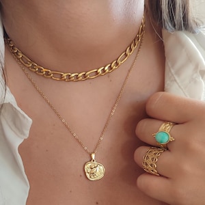 Złoty naszyjnik z sową Ateny, mitologia grecka, złoty kubański naszyjnik choker, mądra sowa, amulet na szczęście, biżuteria grecka, prezent na ukończenie szkoły