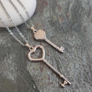 Silver hekate key necklace, Open heart key charm necklace,  hecate key necklace, Layered necklaces, Witchy necklace, Skeleton key necklace