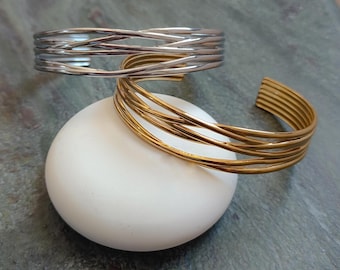 Gold cuff bracelet, Gold chunky cuff bracelet, Adjustable cuff, Everyday bracelet, Wide cuff bracelet, Statement bracelet, Gift for her
