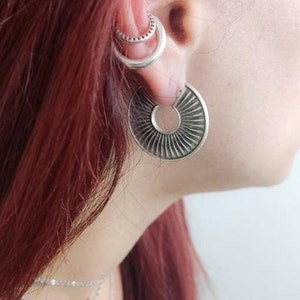 Chunky silver hoop earrings, Huggie hoop earrings, Silver filled hoops, Hoop earrings, Ear climber, Silver earrings, Best friend gift