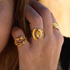 Evil eye ring Evil eye jewellery Greek jewellery Ring with evil eye Ring for protection evil eye Gold evil eye ring Silver evil eye ring image 1