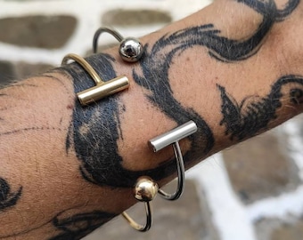 Pulsera minimalista, Pulsera rígida, Pulsera rígida de plata, Pulsera de oro, Regalos para ella, Pulsera rígida de oro, Pulsera para hombre