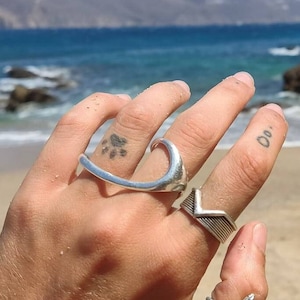 Anillo doble de dedo Anillo doble Anillo midi Anillo de cadena Anillos boho Anillos boho chic Anillo esclavo Anillo vintage Anillo con cadena Anillo midi de dedo