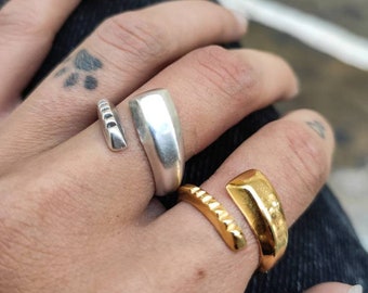 Anillo envolvente, Anillo delicado, Anillo boho dorado, Anillo minimalista, Anillo de plata para el pulgar, Anillo abierto, Anillo sencillo, Anillo ajustable, Anillo de la jungla