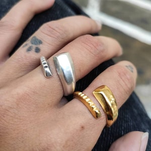 Wrap around ring, Dainty ring, Gold boho ring, Minimalist ring, Thumb silver ring, Open Ring Simple ring, Adjustable ring, Jungle ring