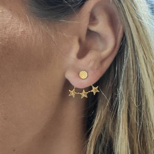 Gold star earrings, Ear jacket, Earring jackets, Stud earrings, Gold Earring jacket, Ear jacket earrings, Gold stud earrings, Star earrings