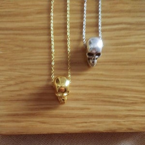 Silver skull necklace Tiny gold skull necklace Skull pendant Skull charm Skull jewelry Skull jewellery Gold skull pendant Mens jewelry