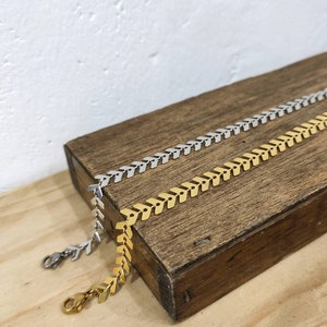 Gouden ketting, statementketting, zilveren kettingchoker, visgraatketting, cadeau voor vrouwen, minimalistische ketting, verjaardagscadeaus afbeelding 8