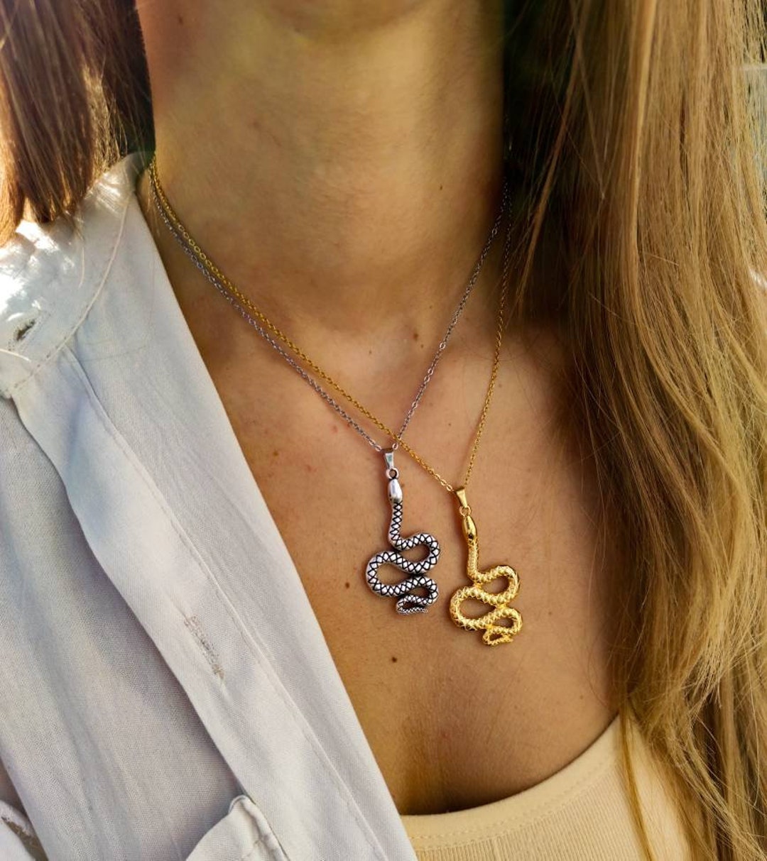 Collana Donna Elli A 2 Strati – Ciondolo Piastra In Argento Sterling 925, Lunghezza 45 Cm, Fatta A Mano - 2