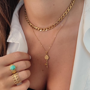 Heart key necklace, Hecate key necklace, Key necklace, Witchy necklace, Skeleton key necklace,