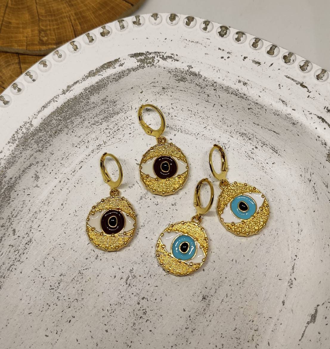 Statement Evil Eye Earrings Gold Dangle Earrings Gold Evil Eye | Etsy