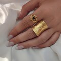 Evil eye ring, Gold statement rings, Silver chunky hammered ring, Adjustable ring, Statement ring,Rings for women