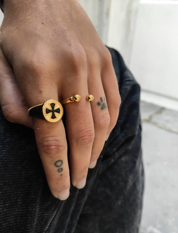 Gold Signet Ring Gift for Her Cross Ring Cross Signet Ring