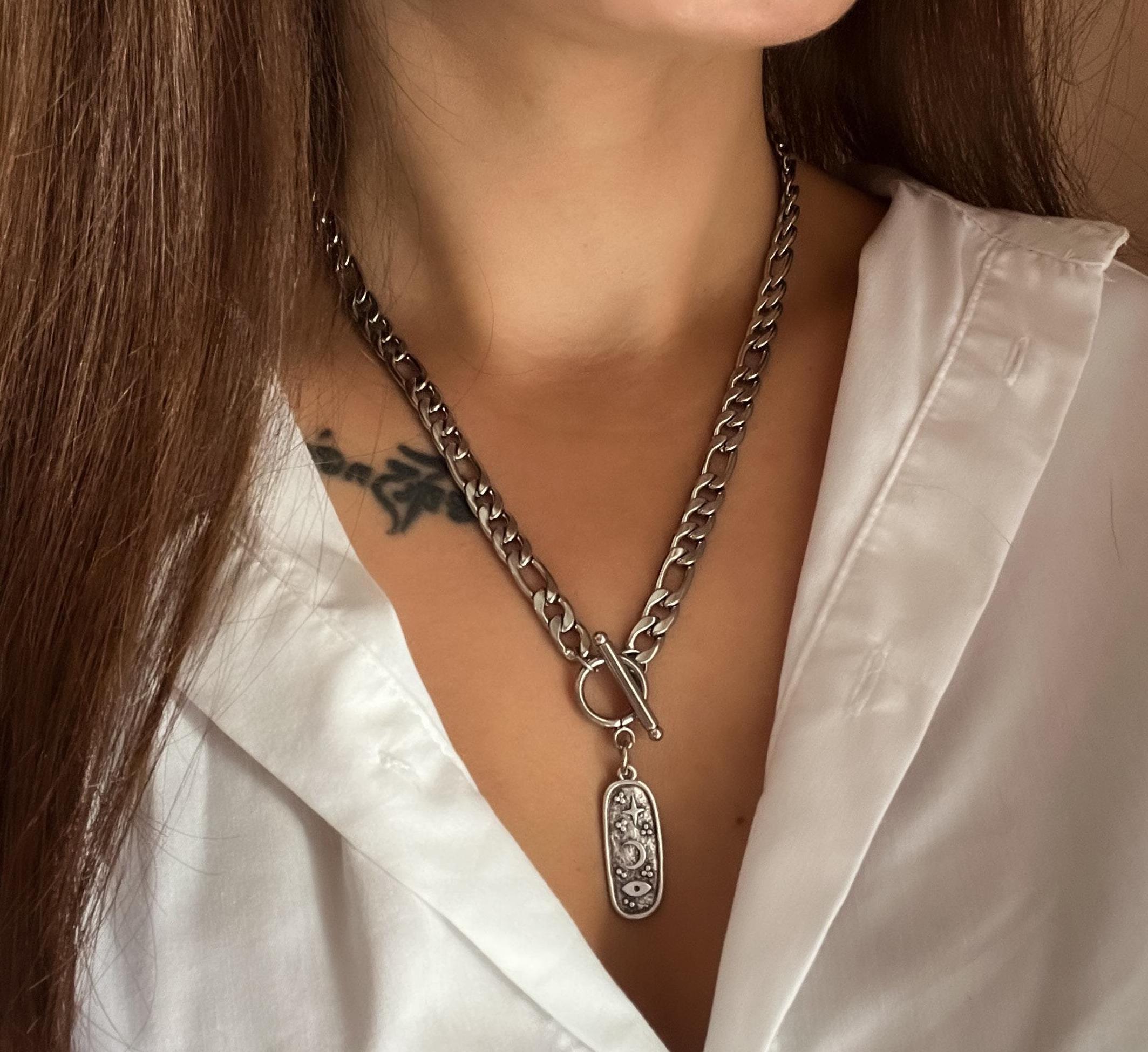 MABINA: Collana donna in ARGENTO 925 e MADREPERLA, luna e stella con zirconi, lunghezza 45 cm