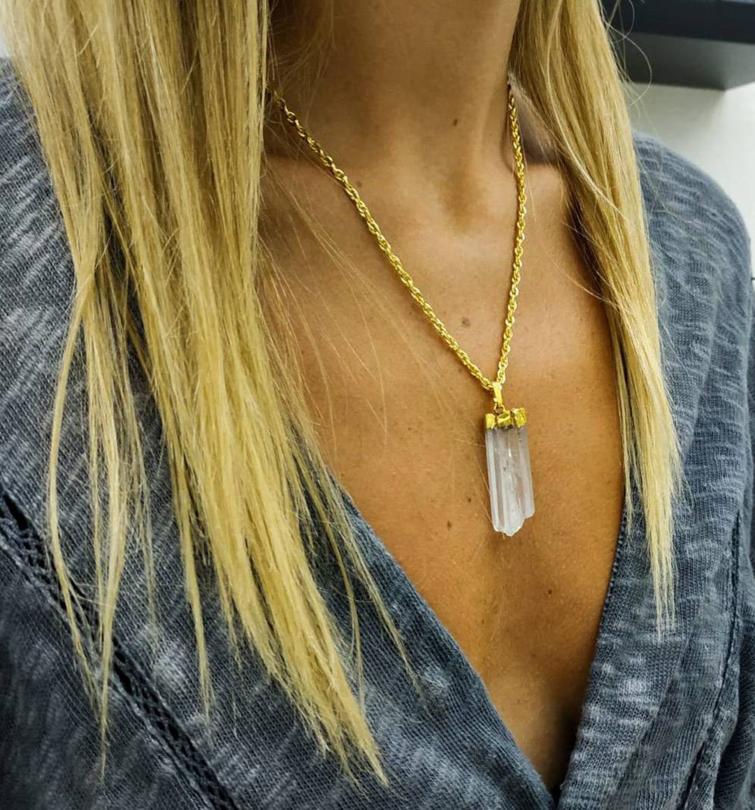 Quartz Crystal Necklace, Clear Quartz Necklace, Chakra Necklace, Gemstone Necklace, Healing