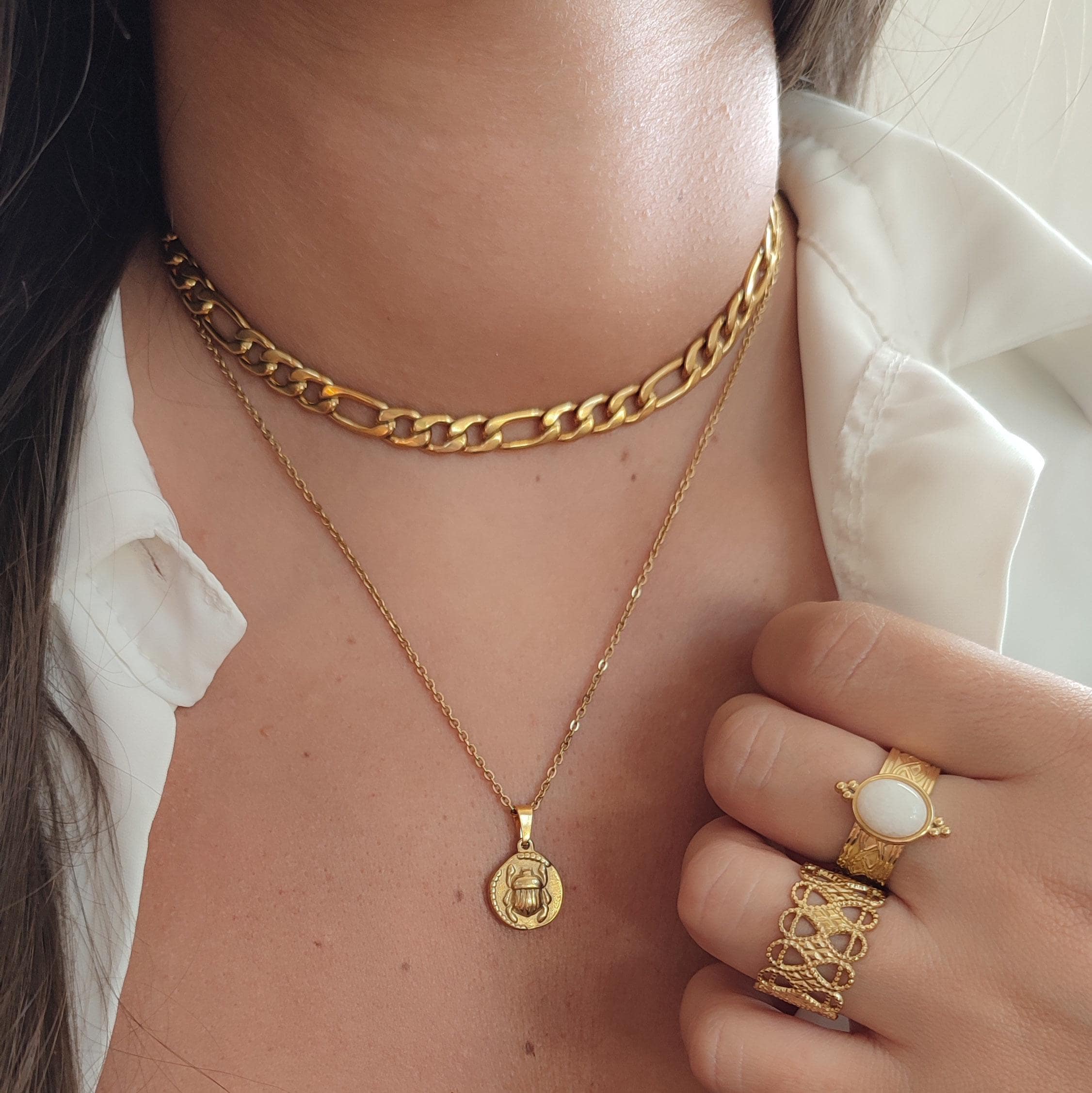 Collier Ras Du Cou Scarabée En Bronze Doré - Bijou Vintage, Excellent état