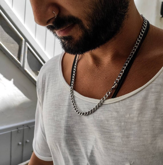 Cuban Link Chain Mens Necklace Gift for Him Mens Chain Necklace
