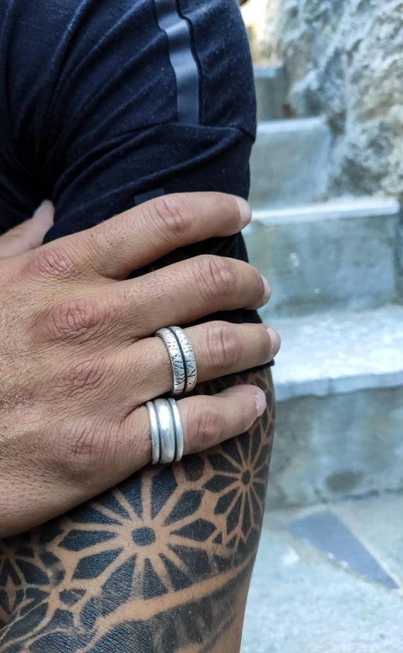 Titanium Steel Rings Men Silvery Rotatable Rings Ideal Gift - Temu  Philippines