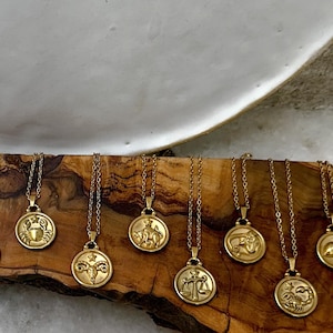 Naszyjnik zodiakalny, Naszyjnik z monetą zodiakalną, Naszyjnik z horoskopem, Prezent urodzinowy z astrologią
