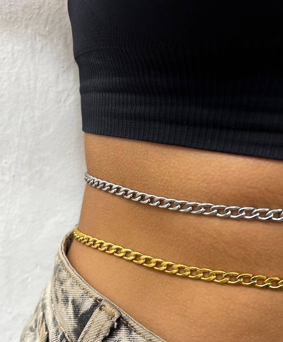 24kt Gold Plated Cuban Link Chain Layered Waist Belt | Gold Chain | Gold  Cuban Link Chain | Chunky Chain Belt | Belt Chain | Gold Chain Belt