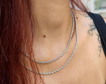 Silver chain Statement Necklace, Gift for Her, Gold chain choker necklace, Gift for women, Dainty necklace, Christmas gifts, Gifts for mom