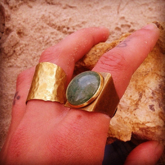 Hammered ring Brass ring Adjustable ring Statement ring Cuff ring Handmade ring Boho ring Dark gold ring Ring made of metal Easy to wear