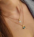 Evil eye  gold dainty chain necklace, Birthday gifts for Her, Chain choker necklace, Evil eye pendant, Mama necklace, Minimalist necklace product logo