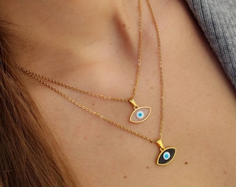 Evil eye  gold dainty chain necklace, Birthday gifts for Her, Chain choker necklace, Evil eye pendant, Mama necklace, Minimalist necklace