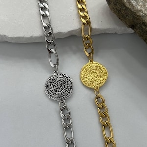 Greek jewelry, Greek mythology Phaistos Disc, Gold chain bracelet, Silver chain bracelet, Graduation Gift, Ancient greek, Gifts for her