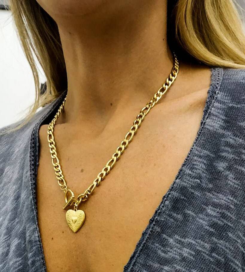 House of Zada Chunky/Statement Two Tier Gold Chain Necklace