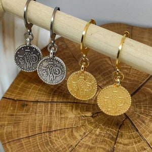 Brincos de moeda de ouro Brincos de moeda de prata Brincos de argola Huggie Clipe em brincos Charm aros Brincos vintage Boho brincos de argola de ouro