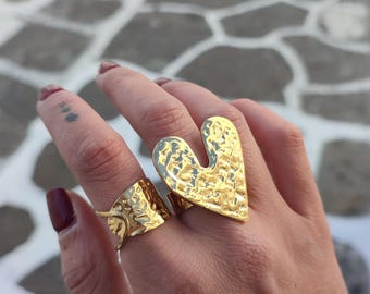 Anello in oro massiccio, anello a cuore, anello a cuore in oro, gioielli a cuore, anello d'amore